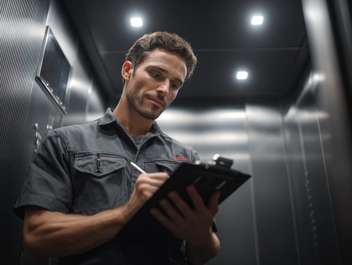 Professional lift engineer at work